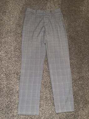 H&M Slim Fit Gray Windowpane Check Dress Pants US 28R